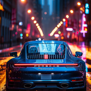 Blue Porsche Back View