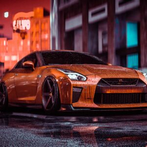 Red Nissan Front View Car