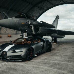 Black Bugatti & Jet Plane