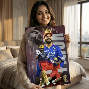 👑🏏 Virat Kohli – King of RCB | Premium 1mm Metal Poster