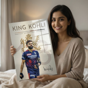👑 King Kohli – Unmatched • Unforgettable • Unstoppable | Premium 1mm Metal Poster