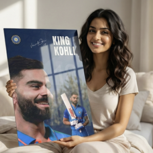 👑 King Kohli – No.18 | Premium 1mm Metal Poster