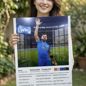 👑 Virat Kohli – Victory Salute | Premium 1mm Metal Poster