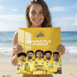 💛 Whistle Podu – Chennai Super Kings | Premium 1mm Metal Poster