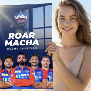🔵🔴 Roar Macha – Delhi Capitals | Premium 1mm Metal Poster