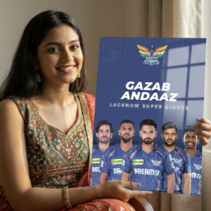 💙⚔️ Gazab Andaaz – Lucknow Super Giants | Premium 1mm Metal Poster