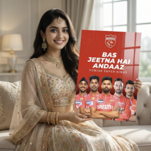 🔥🦁 Bas Jeetna Hai Andaaz – Punjab Kings | Premium 1mm Metal Poster