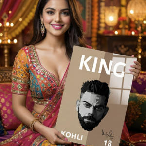 👑 King Kohli – Minimal Art Edition | Premium 1mm Metal Poster