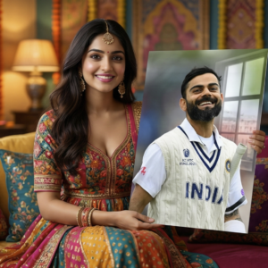 King Kohli Stats Posta🤍 Virat Kohli – Test Cricket Smile | Premium 1mm Metal Posterer