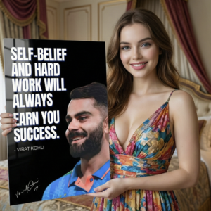 🏏 Self-Belief & Hard Work – Virat Kohli | Premium 1mm Metal Poster