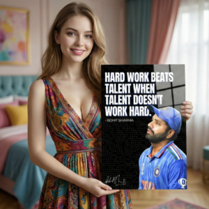 🏏 Hard Work Beats Talent – Rohit Sharma | Premium 1mm Metal Poster