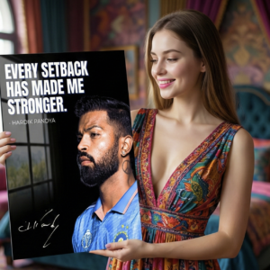 🏏 Every Setback Made Me Stronger – Hardik Pandya | Premium 1mm Metal Poster