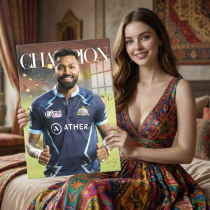 🏆⚡ Champion Hardik Pandya – Gujarat Titans | Premium 1mm Metal Poster