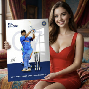🏏🔥 MS Dhoni – Cool Mind, Sharp Game | Premium 1mm Metal Poster