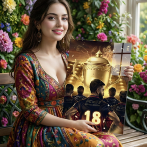 🏆 RCB Glory – Virat Kohli No.18 | Premium 1mm Metal Poster