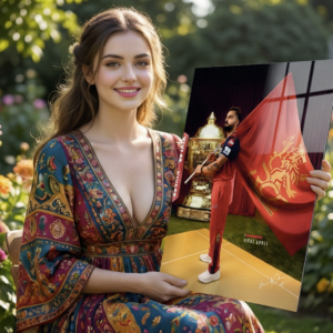 🦁 Virat Kohli — RCB Pride Flag | Premium 1mm Metal Poster