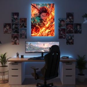 🔥 Demon Slayer – Flame Warrior Metal Poster 🔥